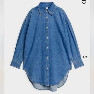 ARKET Long Oversize Blue Denim Shirt XS Button Down